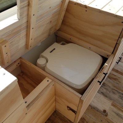 Custom van build porta potty